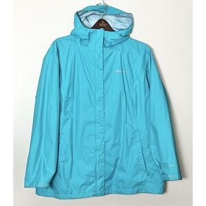 Columbia Arcadia II Rain Jacket Women's 2X Teal Omnitech Outdoor Hiking Hooded